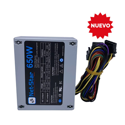 FUENTE PODER SLIM 650W NETSTAR CABLE LARGO  100%NUEVO